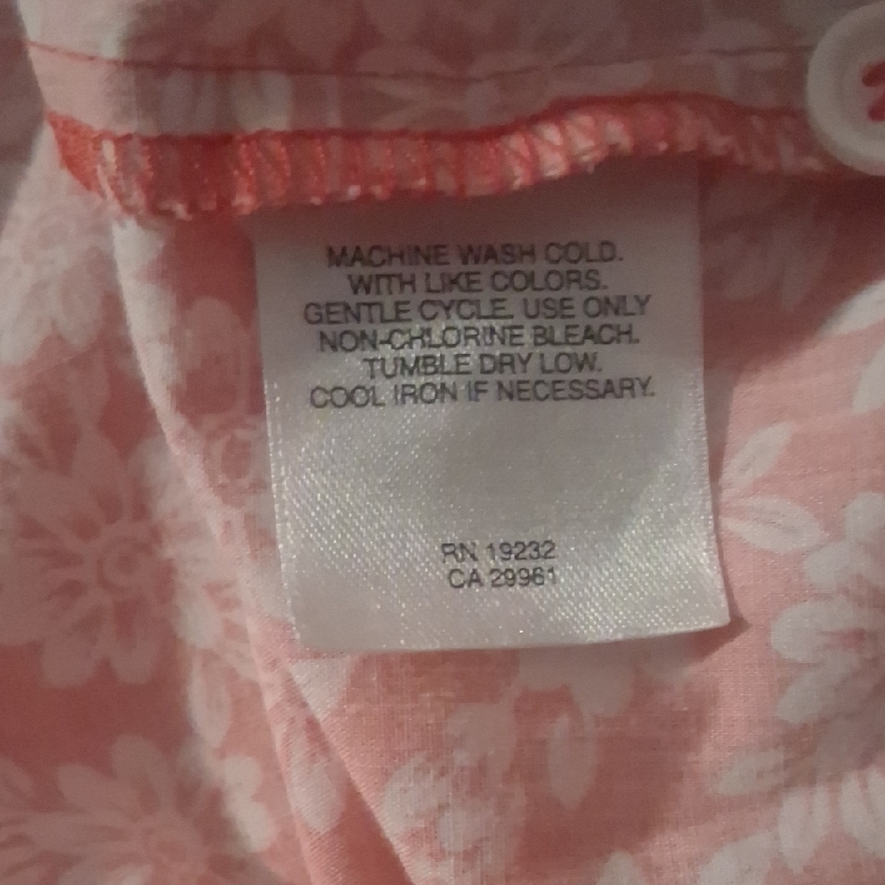 Alfred Dunner Orange White Floral Button Down Blouse Shirt Size 14 3/4 Sleeve - Picture 7 of 10